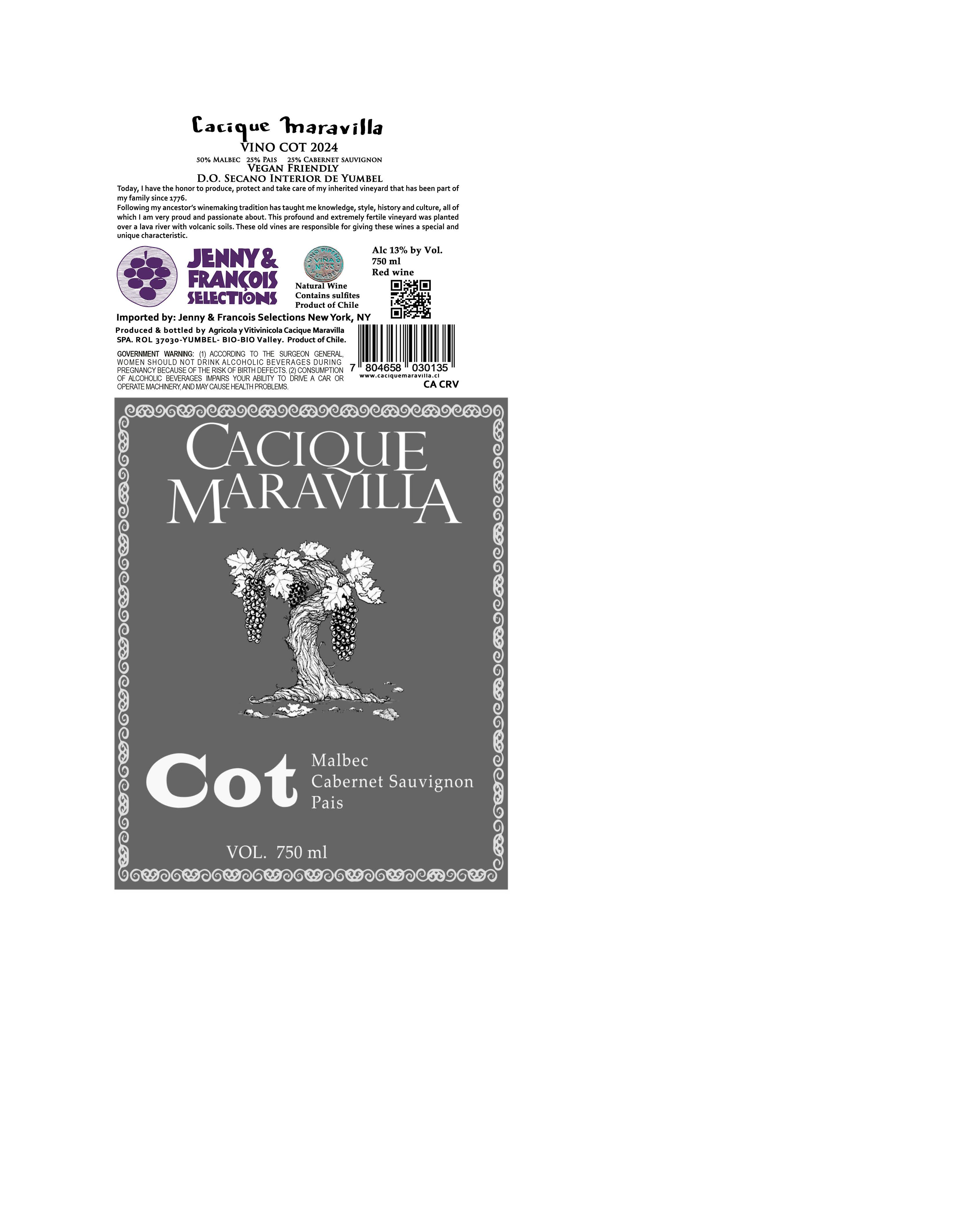 TABC label artwork for Cacique Maravilla, Cot