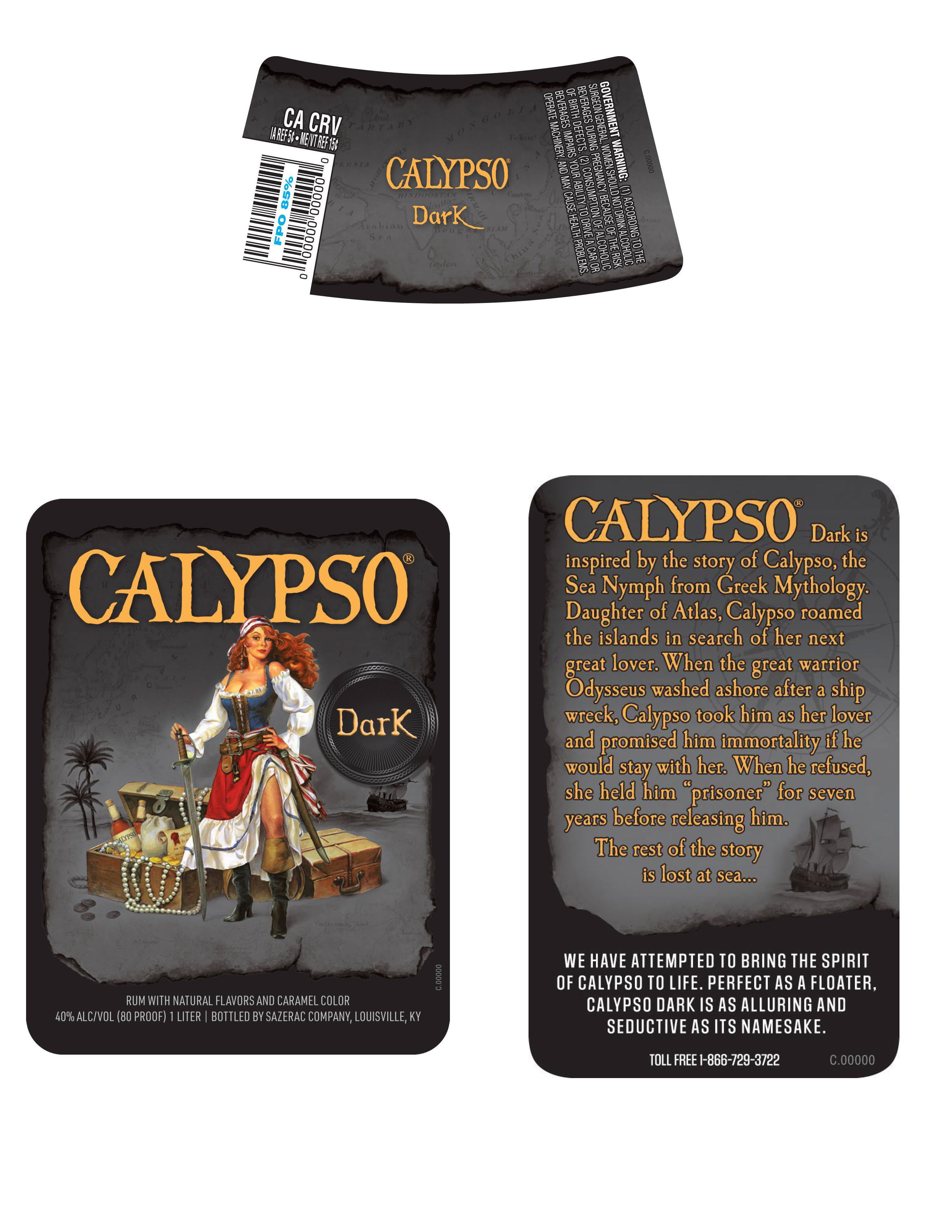TABC label artwork for Calypso Dark Rum 80 Proof