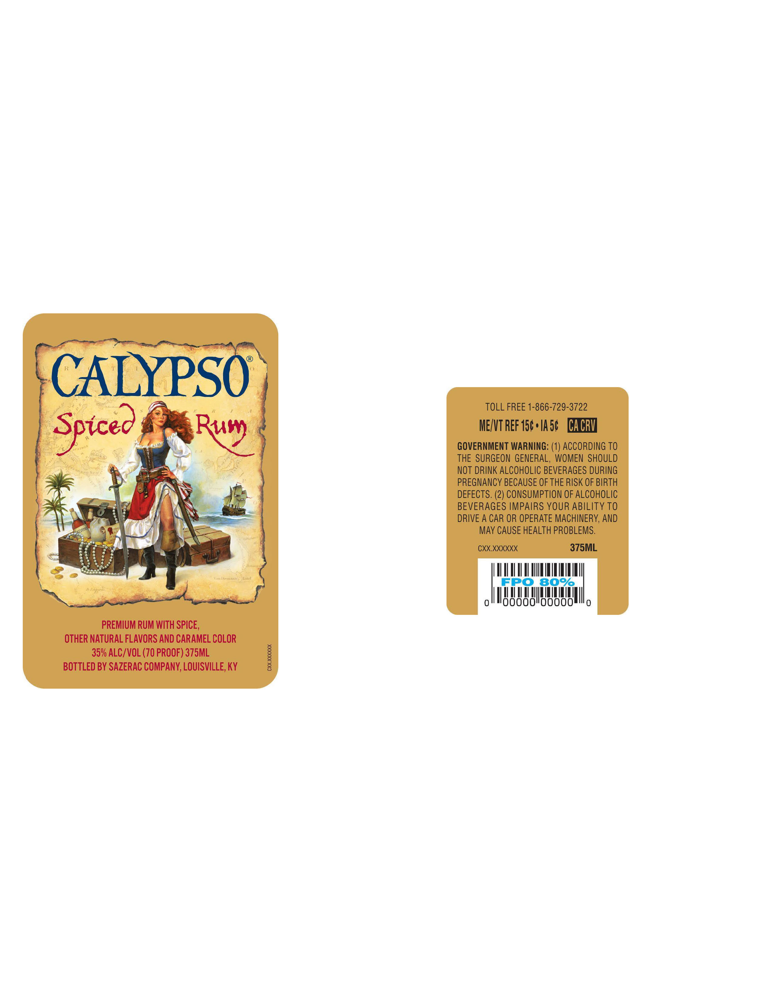 TABC label artwork for Calypso Spiced Rum 70 Proof