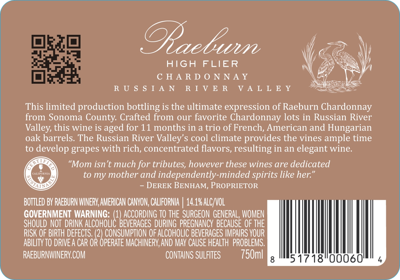 TABC label artwork for Raeburn High Flier Chardonnay
