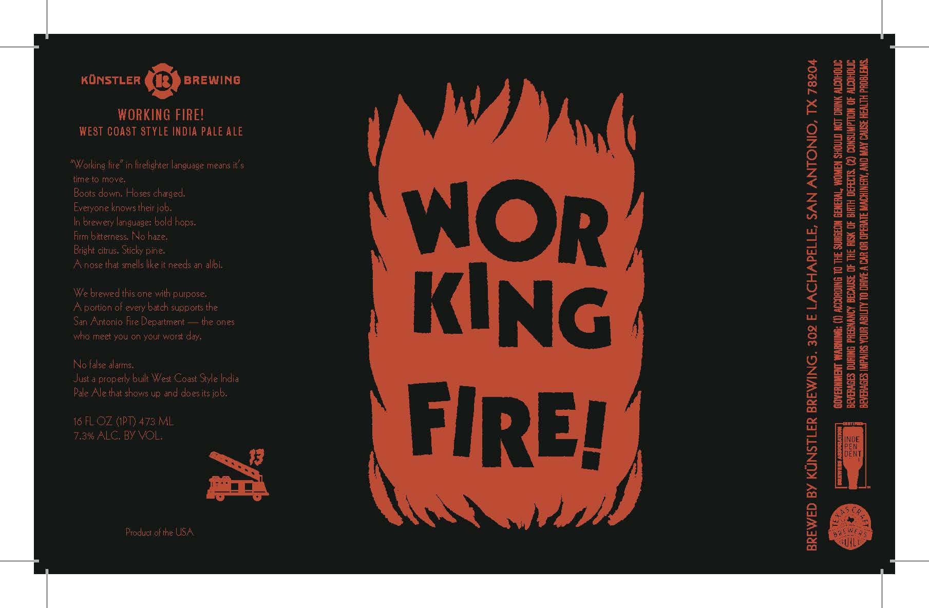 TABC label artwork for WORKING FIRE!