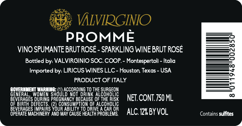 TABC label artwork for VALVIRGINIO PROMME