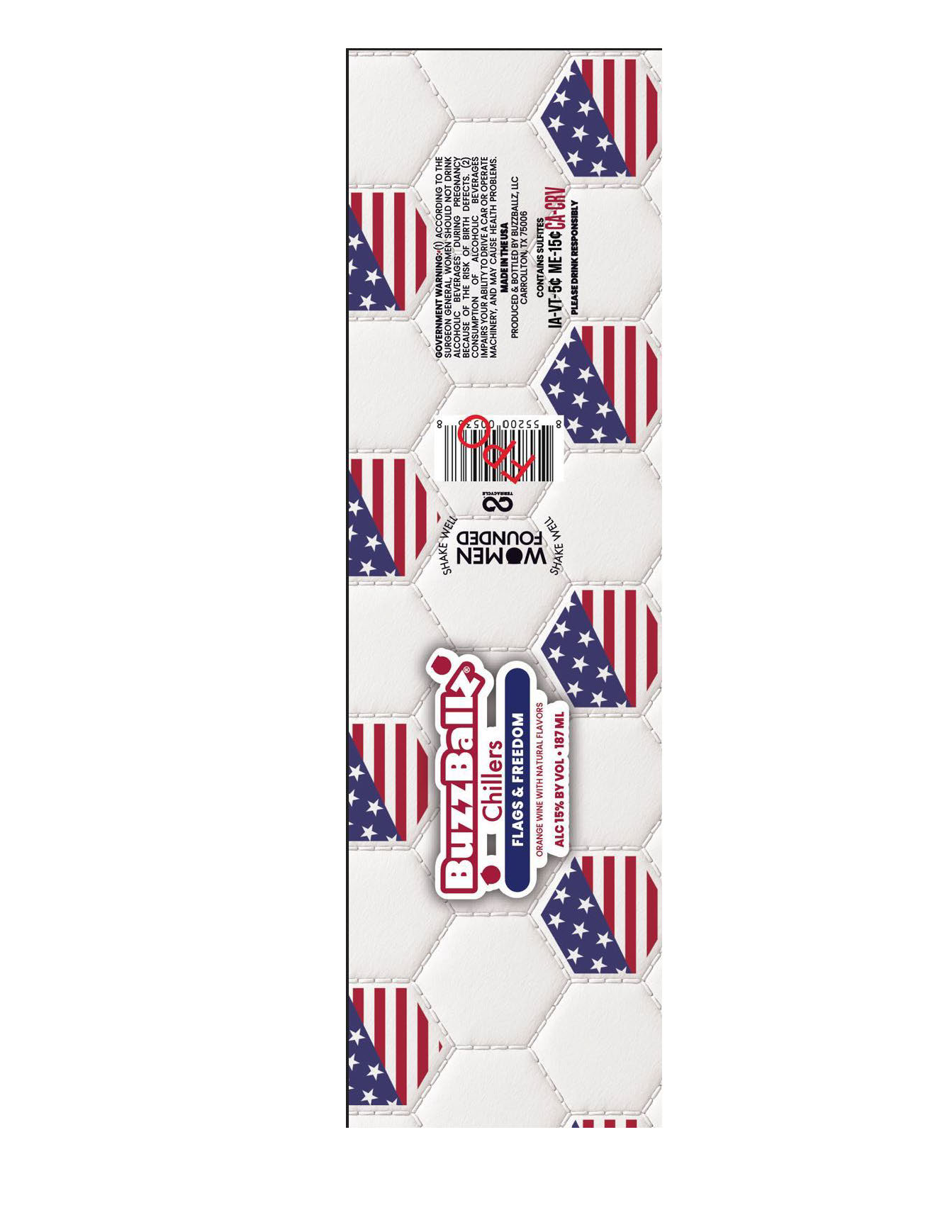 TABC label artwork for BuzzBallz Chillers Flags & Freedom