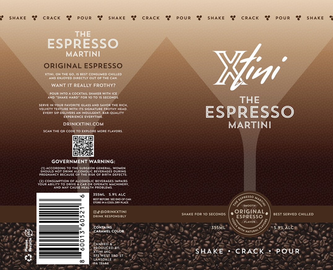 TABC label artwork for XTini The Espresso Martini Smooth Original Espresso