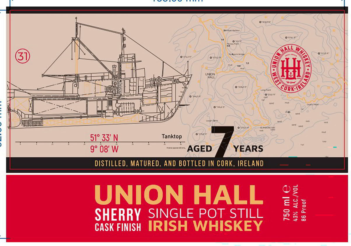 TABC label artwork for Union Hall 7Yr Sherry Irish Whiskey