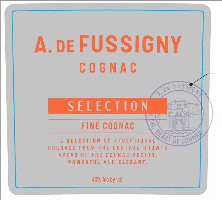 TABC label artwork for A de Fussigny Selection Cognac