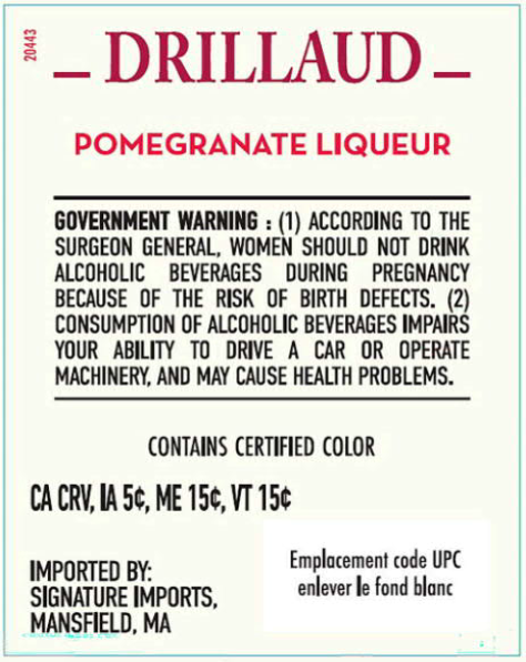 TABC label artwork for DRILLAUD POMEGRANATE