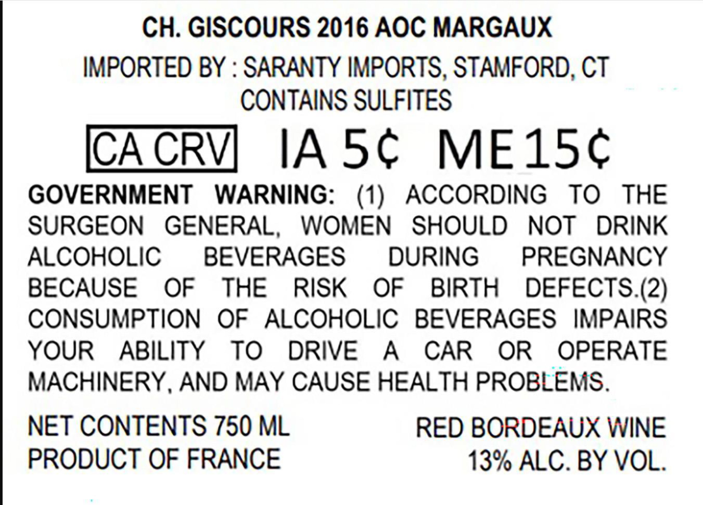 TABC label artwork for Chateau Giscours Margaux