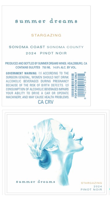 TABC label artwork for SUMMER DREAMS   PINOT NOIR SONOMA COAST STARGAZING