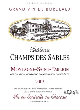TABC label artwork for Chateau Champs des Sables Montagne St Emilion
