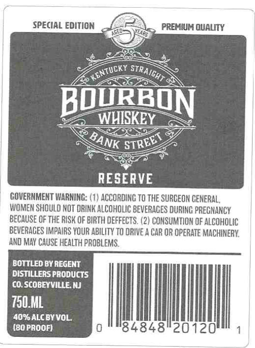 TABC label artwork for Bank Street 5Yr Reserve Bourbon