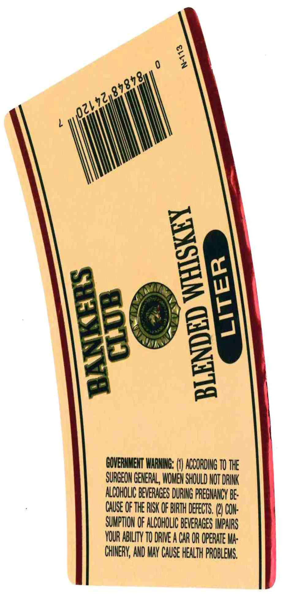 TABC label artwork for Bankers Club Whiskey
