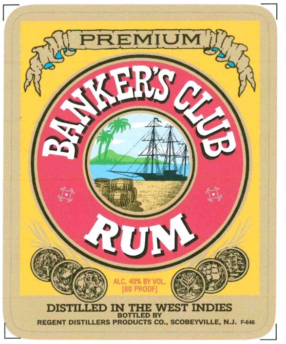 TABC label artwork for Bankers Club Gold Rum