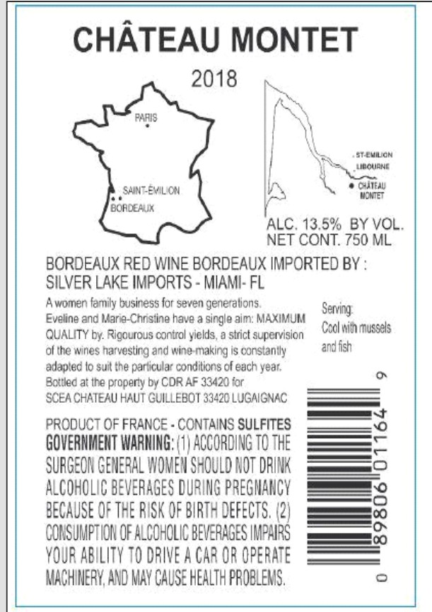 TABC label artwork for Chateau Montet Bordeaux Rouge