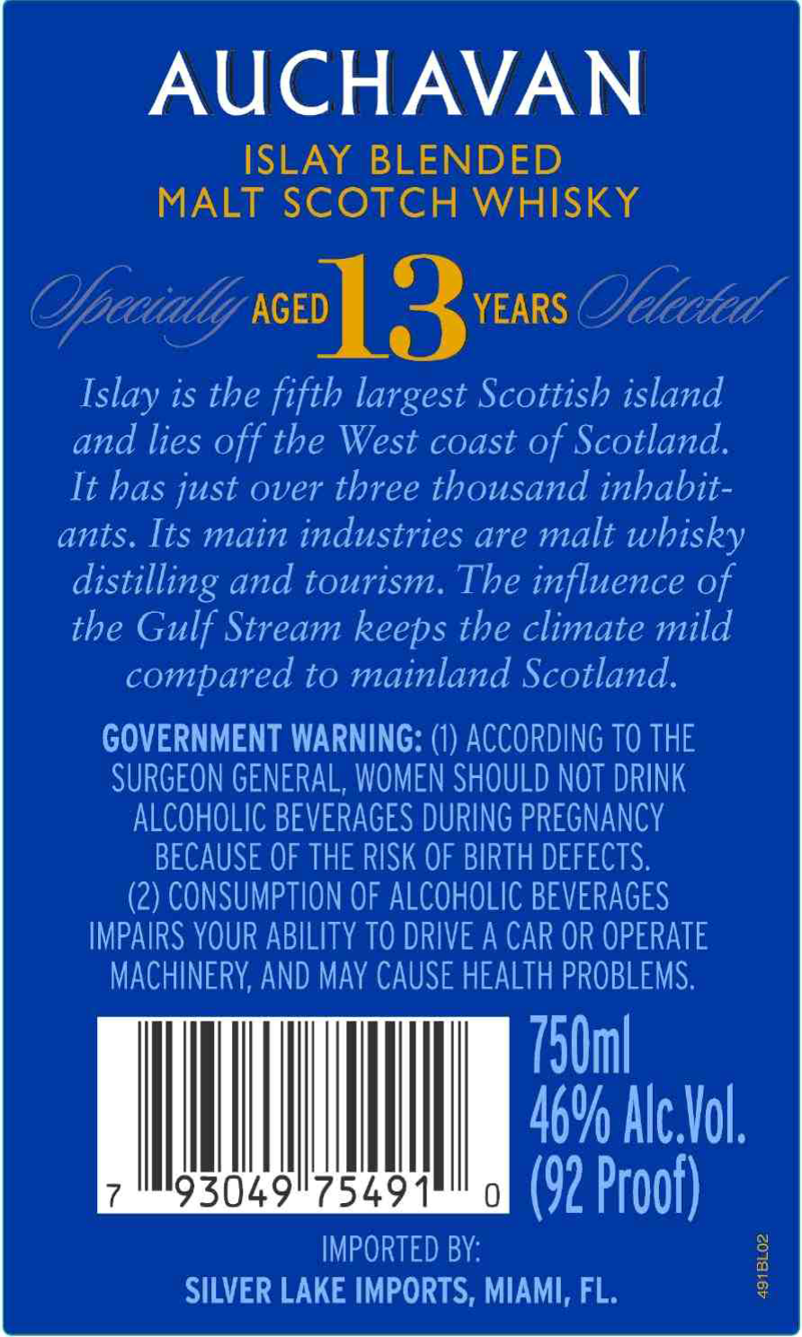 TABC label artwork for Auchavan 13Yr Islay Blended Malt