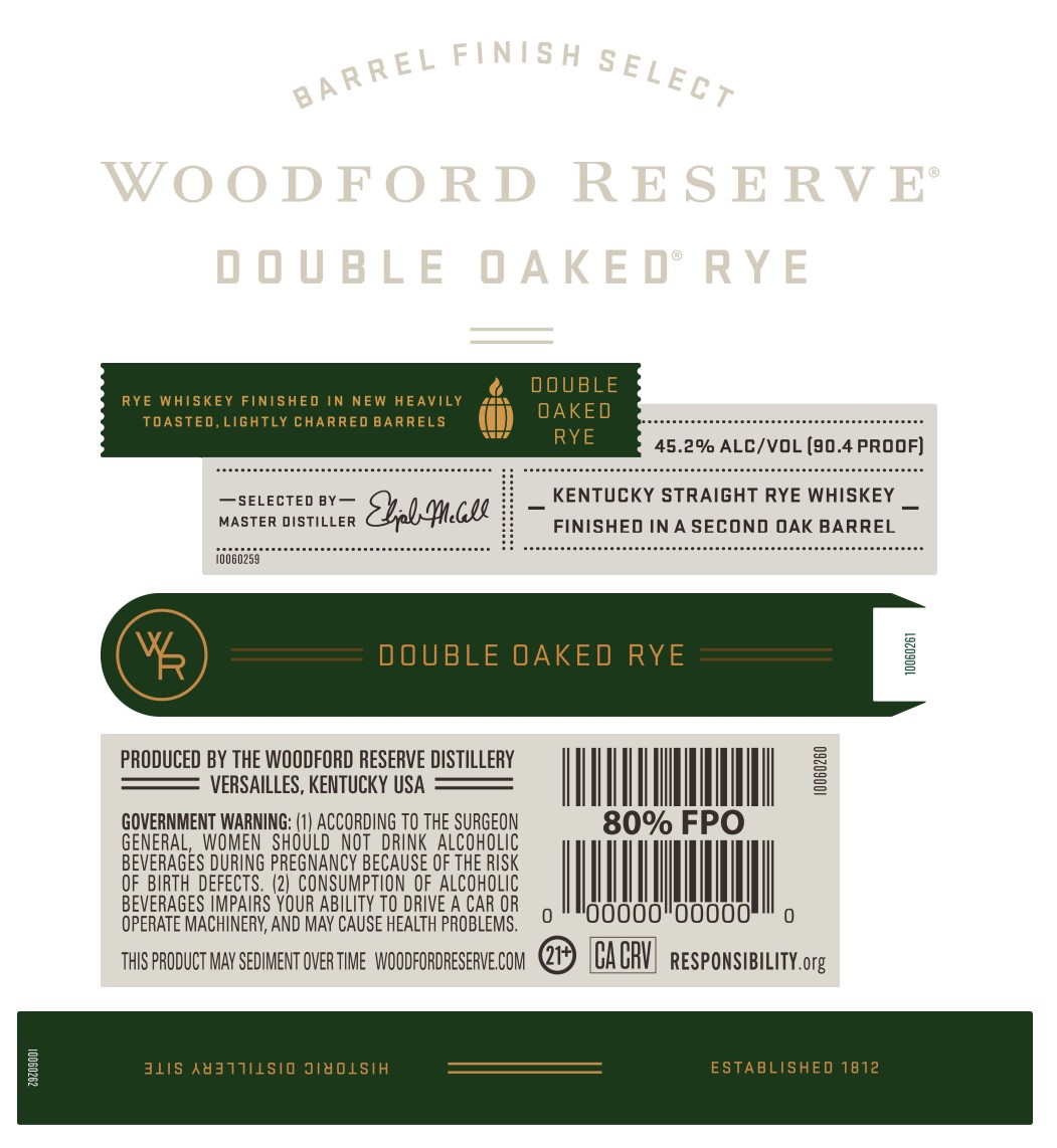 TABC label artwork for Woodford Reserve Double Oaked Rye