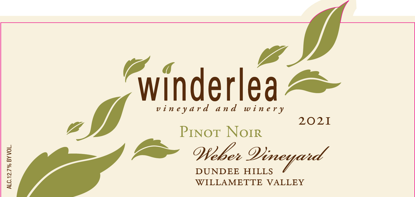 TABC label artwork for Winderlea Pinot Noir Weber Vineyard