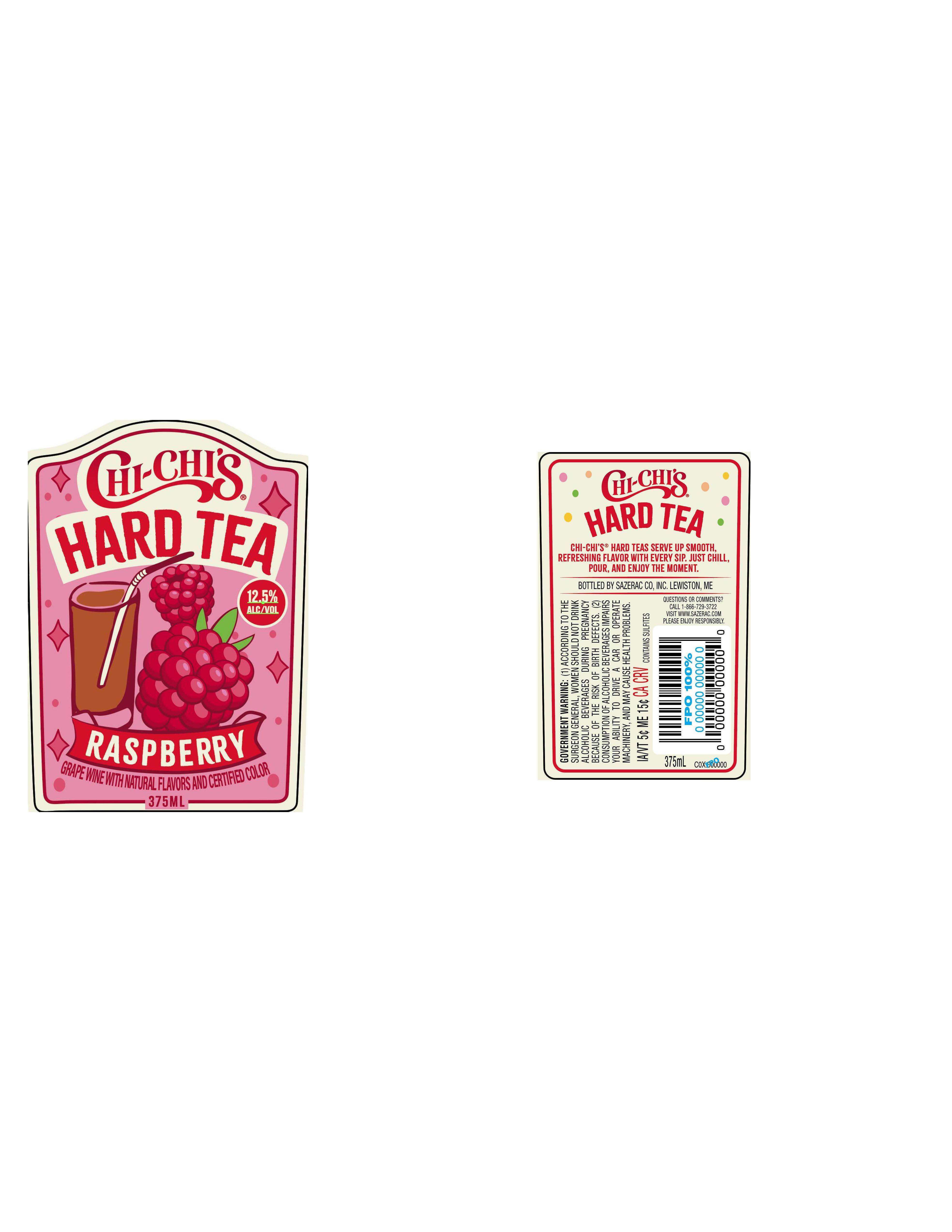 TABC label artwork for Chi-Chi's Hard Tea Raspberry