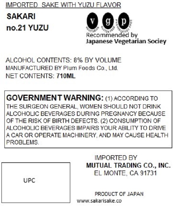 TABC label artwork for SAKARI NO.21 YUZU