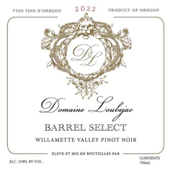 TABC label artwork for Domaine Loubejac Pinot Noir Brl Select