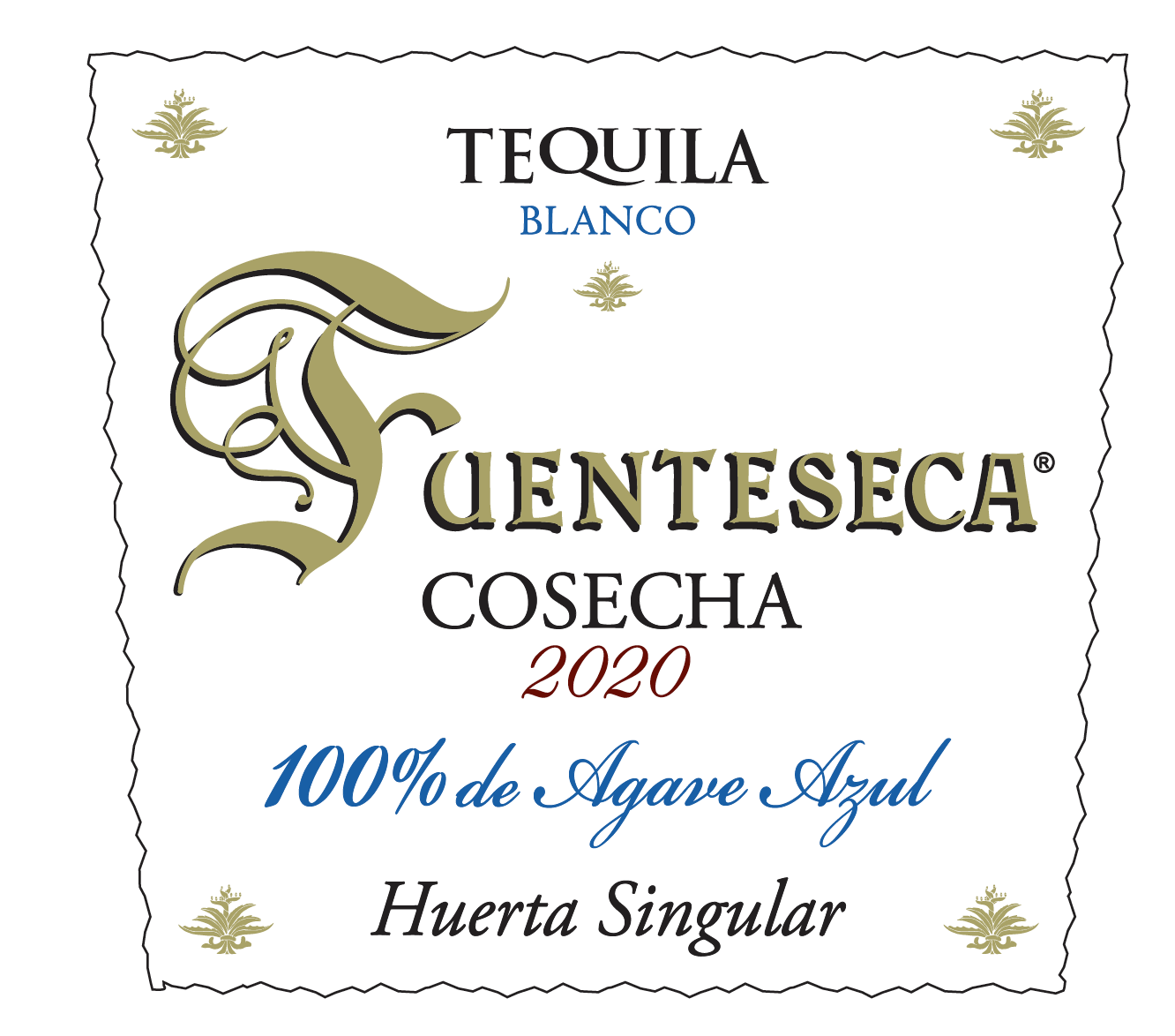 TABC label artwork for Fuenteseca, Tequila Blanco, Cosecha 2020