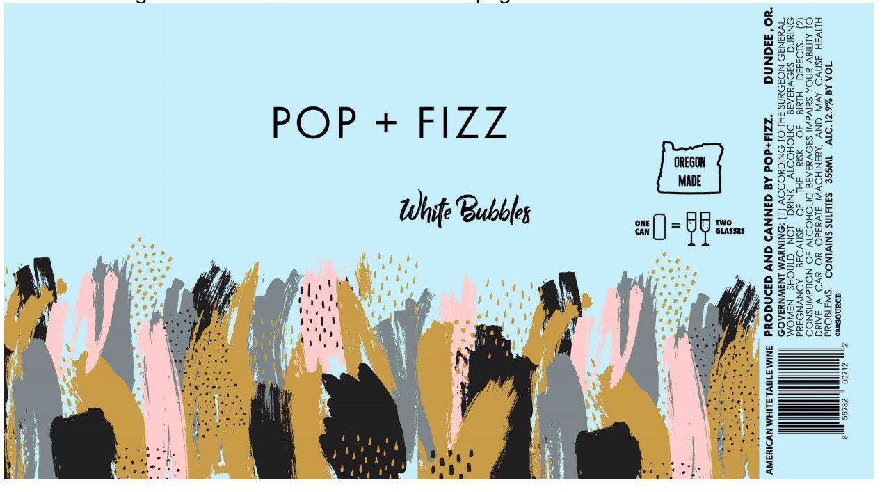 TABC label artwork for Pop + Fizz Sparkling Wine