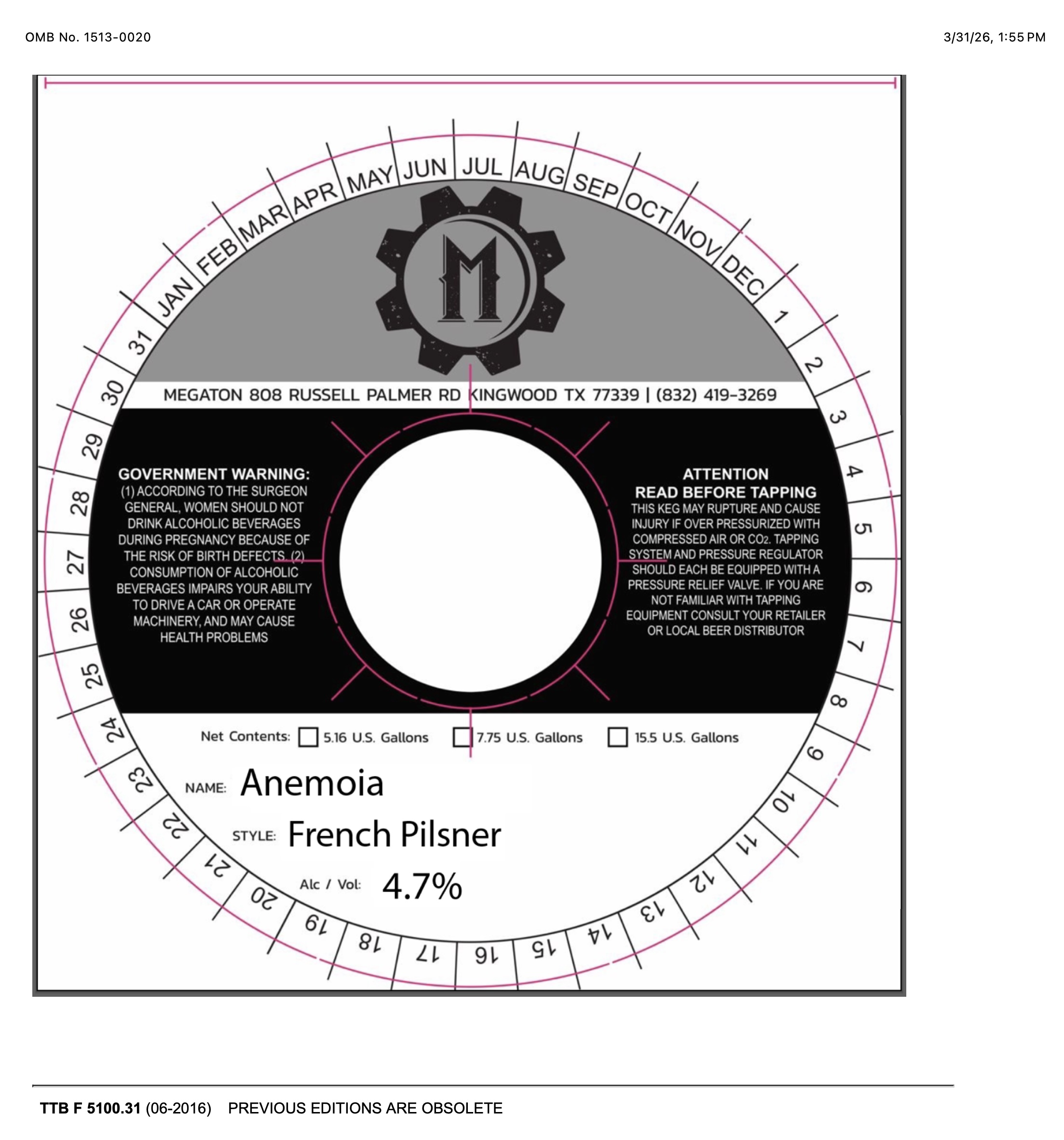 TABC label artwork for Anemoia