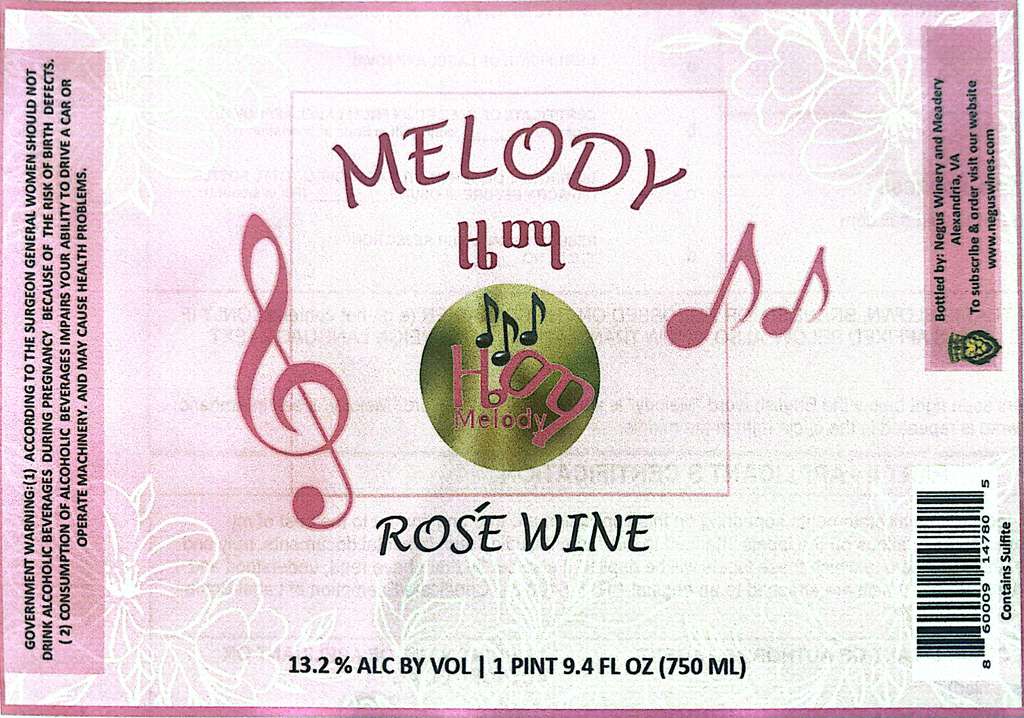 TABC label artwork for Melody Rose wine