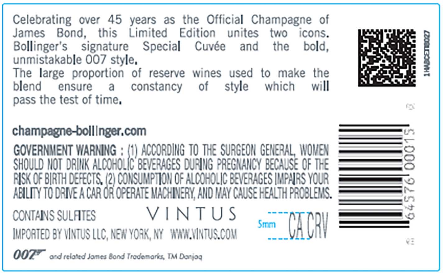 TABC label artwork for Bollinger Special Cuvee Champagne