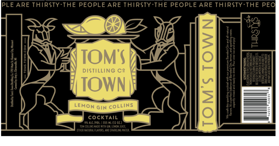 TABC label artwork for TOMS TOM LEMON GIN COLLINS RTD