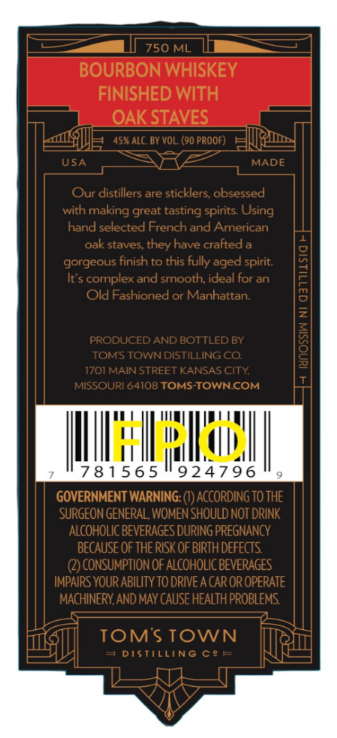 TABC label artwork for TOMS TOWN BOURBON WHISKEY DOUBLE OAK