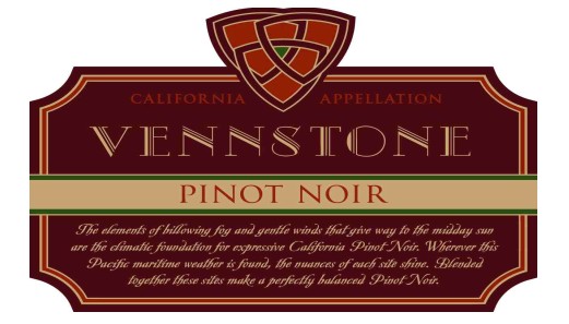 TABC label artwork for Vennstone Pinot Noir California by Joe Wagner