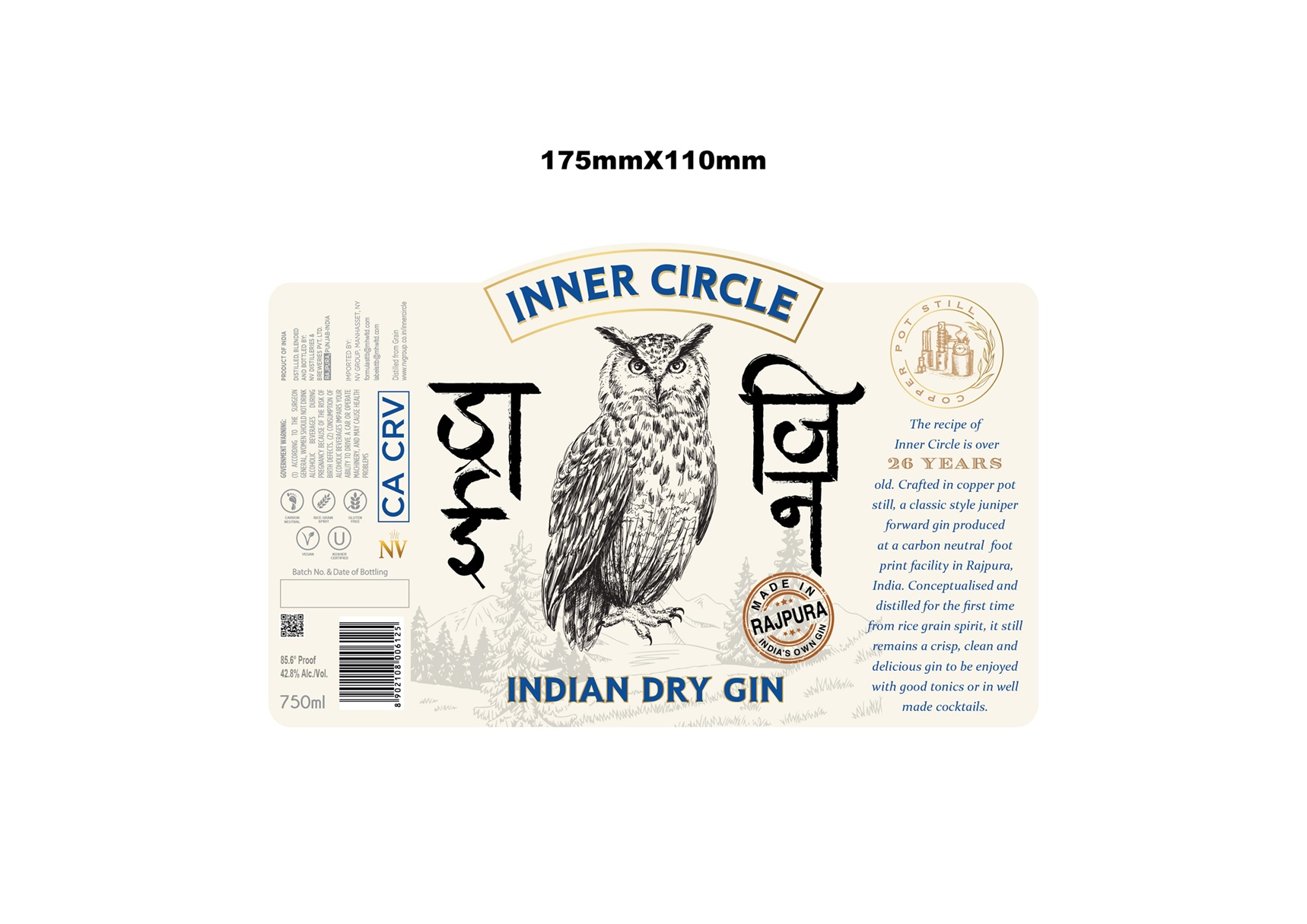 TABC label artwork for Inner Circle Indian Dry Gin