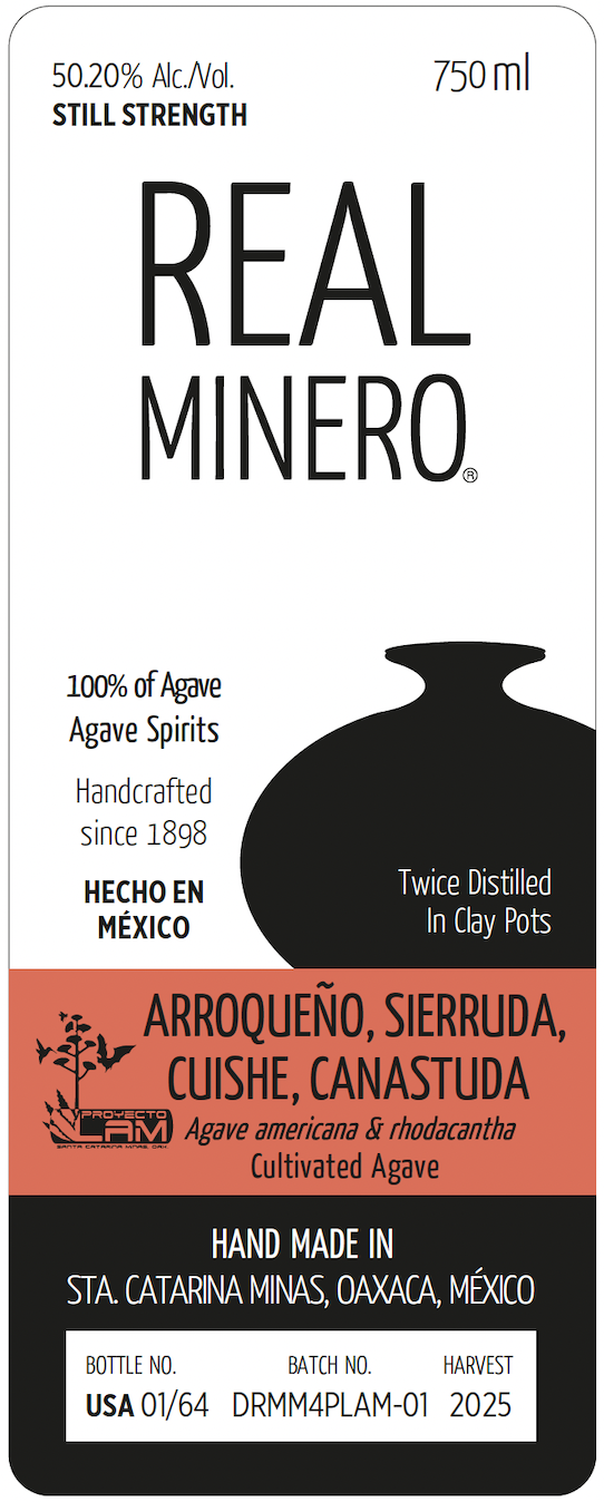 TABC label artwork for REAL MINERO "ARROQUEÑO, SIERRUDA, CUISHE, CANASTUDA STILL STRENGTH 8 ROW
