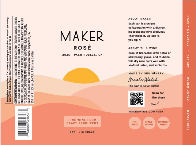 TABC label artwork for MAKER ROSE PASO ROBLES