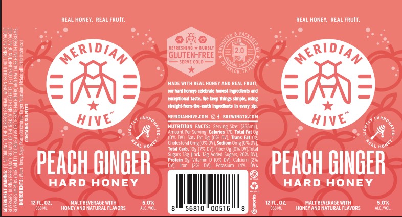 TABC label artwork for Meridian Hive Peach Ginger Hard Honey