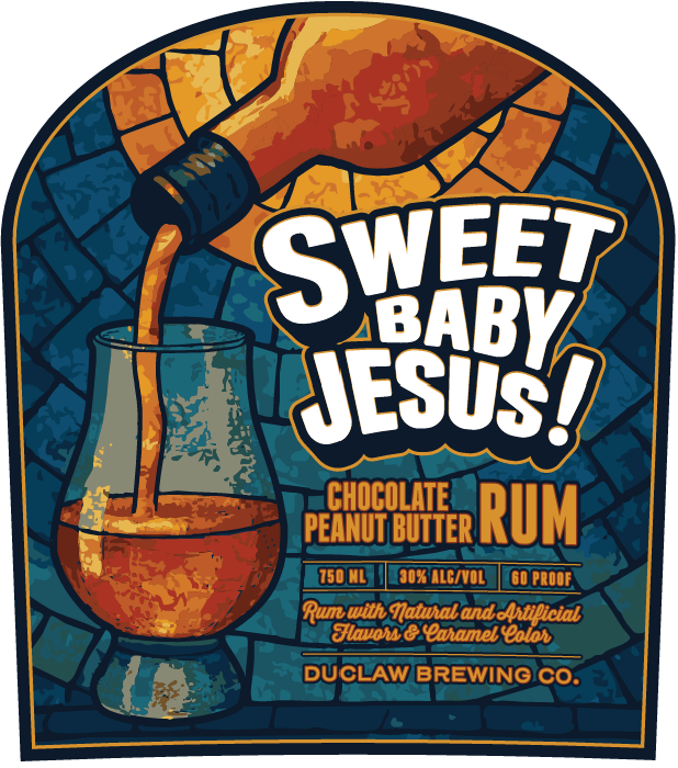 TABC label artwork for Sweet Baby Jesus Chocolate Peanut Butter Rum