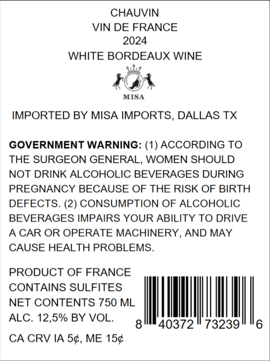 TABC label artwork for CHAUVIN BLANC DE NOIR