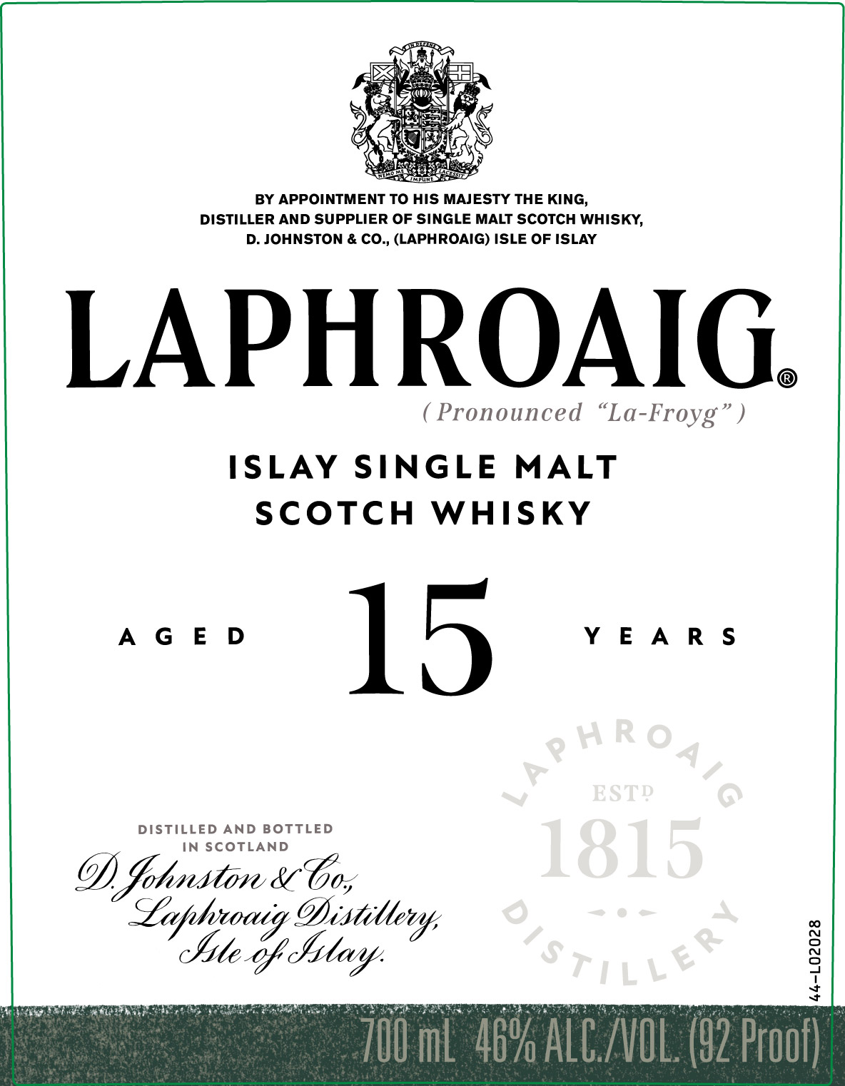 TABC label artwork for Laphroaig 15 Year