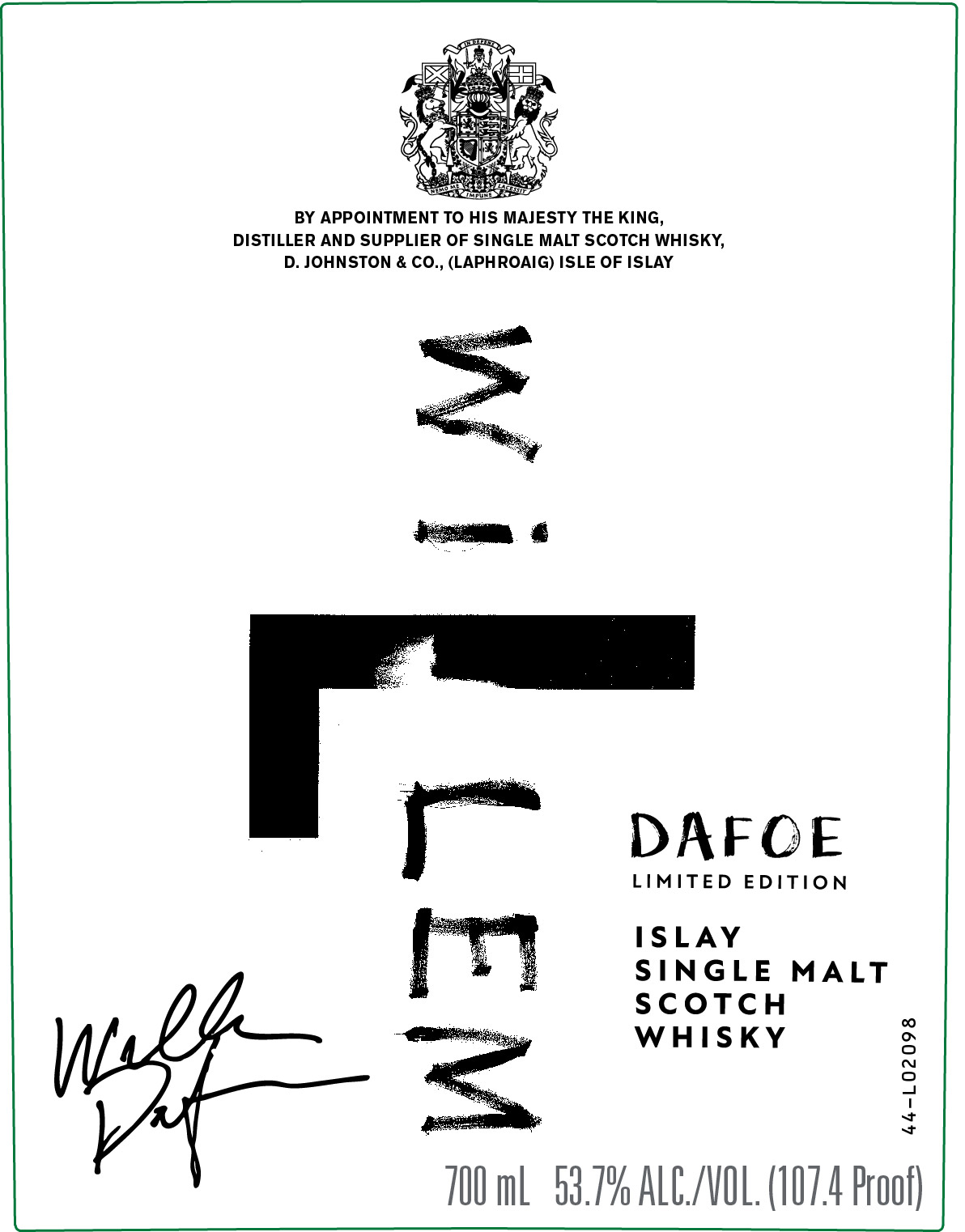 TABC label artwork for Laphroaig Bold Characters 14 Year (Willem Dafoe Limited Edition)
