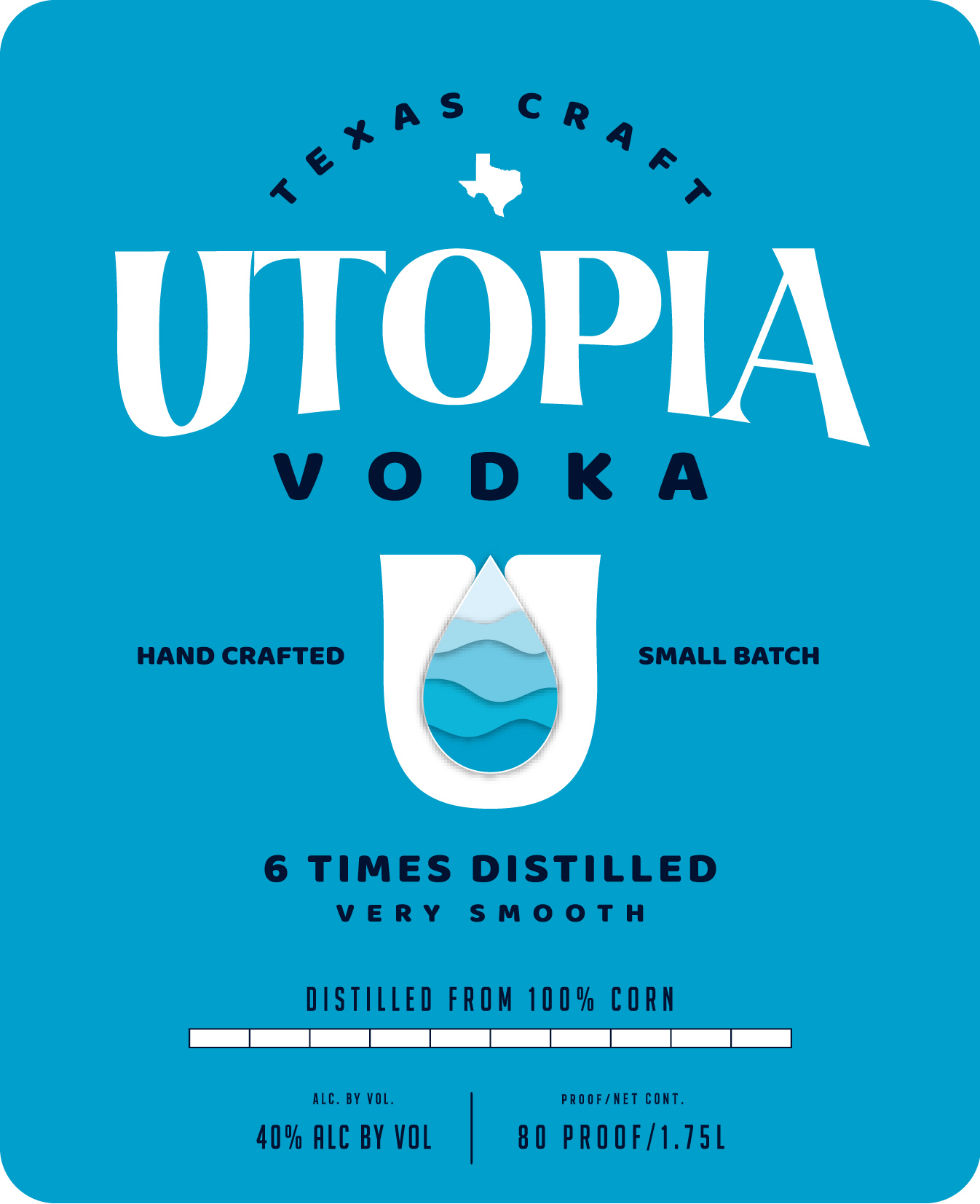 TABC label artwork for Utopia Vodka