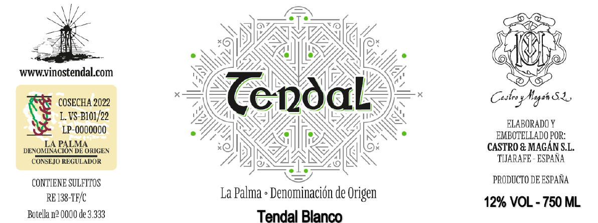 TABC label artwork for Tendal Blanco