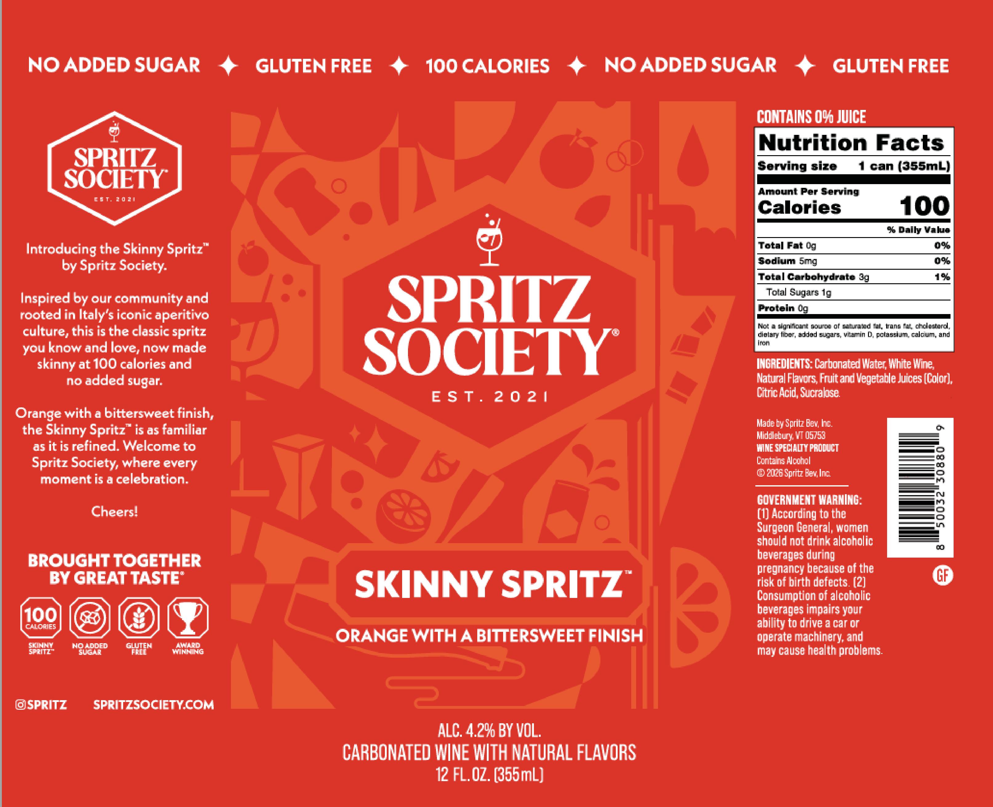 TABC label artwork for Spritz Society Orange