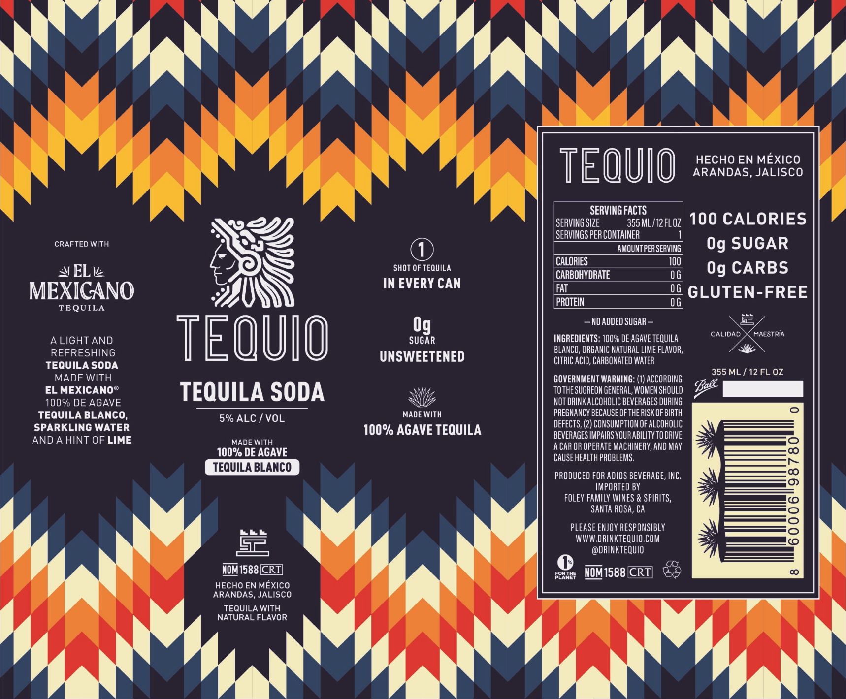 TABC label artwork for TEQUIO BLANCO TEQUILA SODA