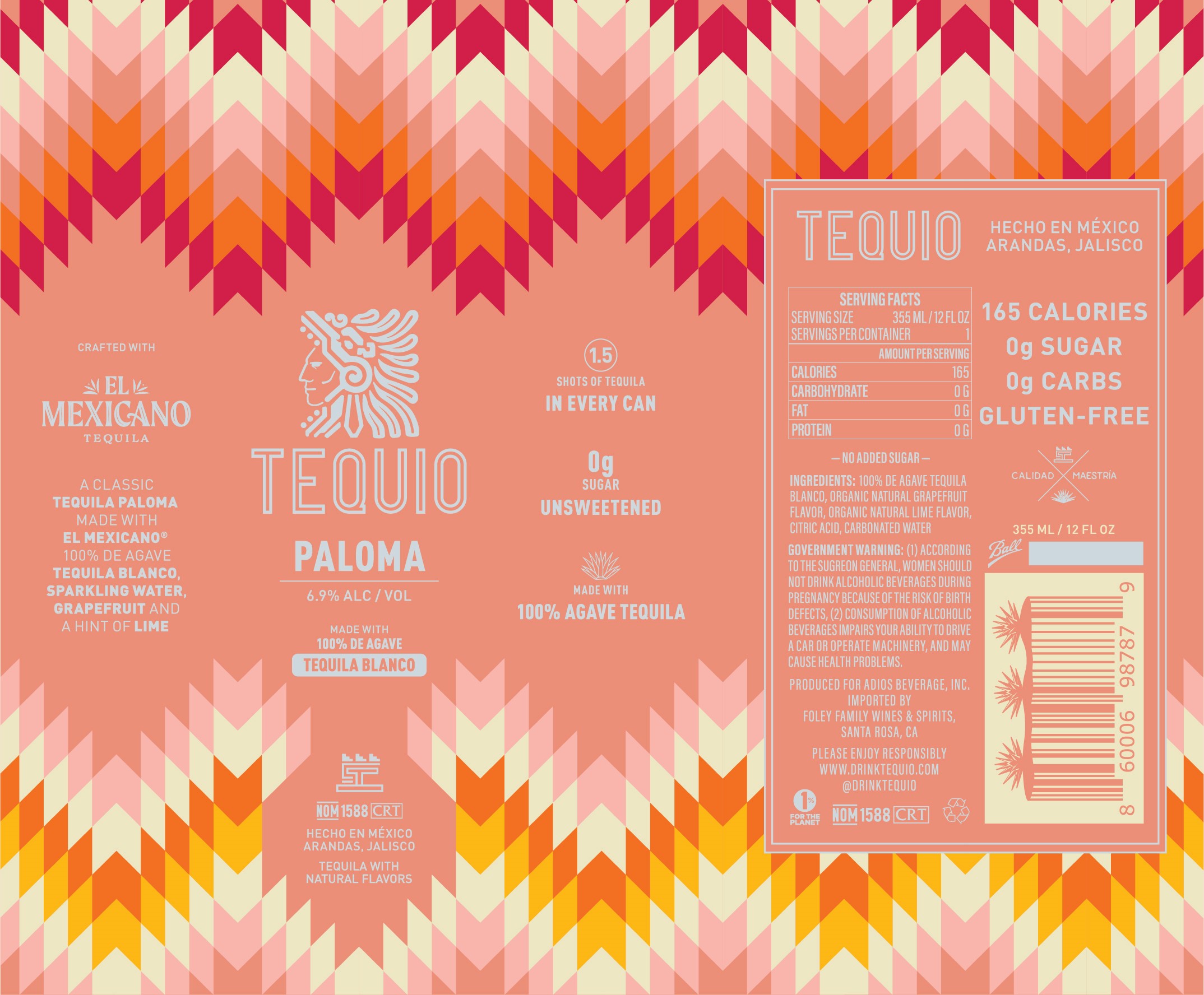 TABC label artwork for TEQUIO PALOMA TEQUILA WITH SPARKLING WATER AND NATURAL FLAVORS