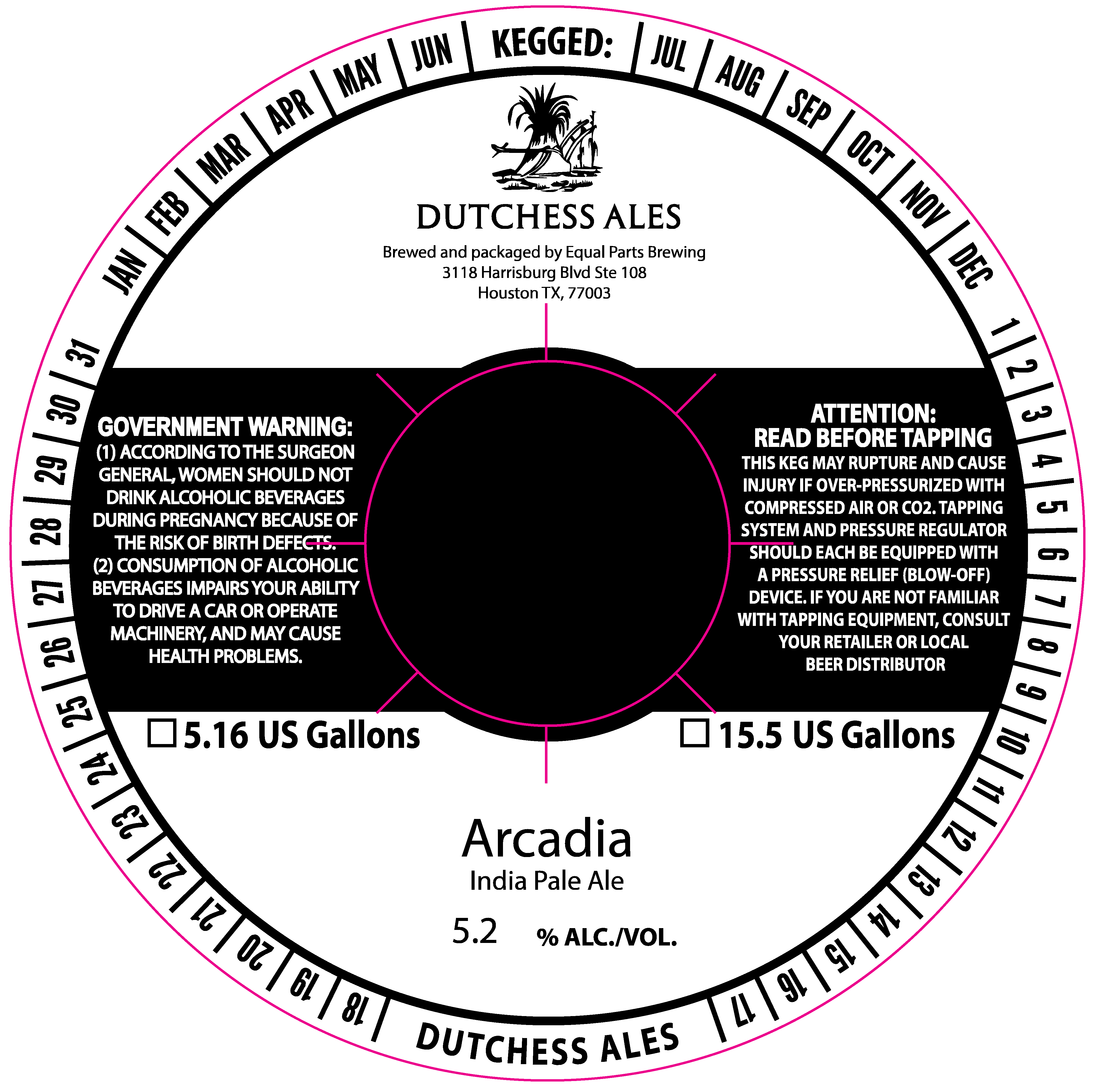 TABC label artwork for Dutchess Ales Arcadia