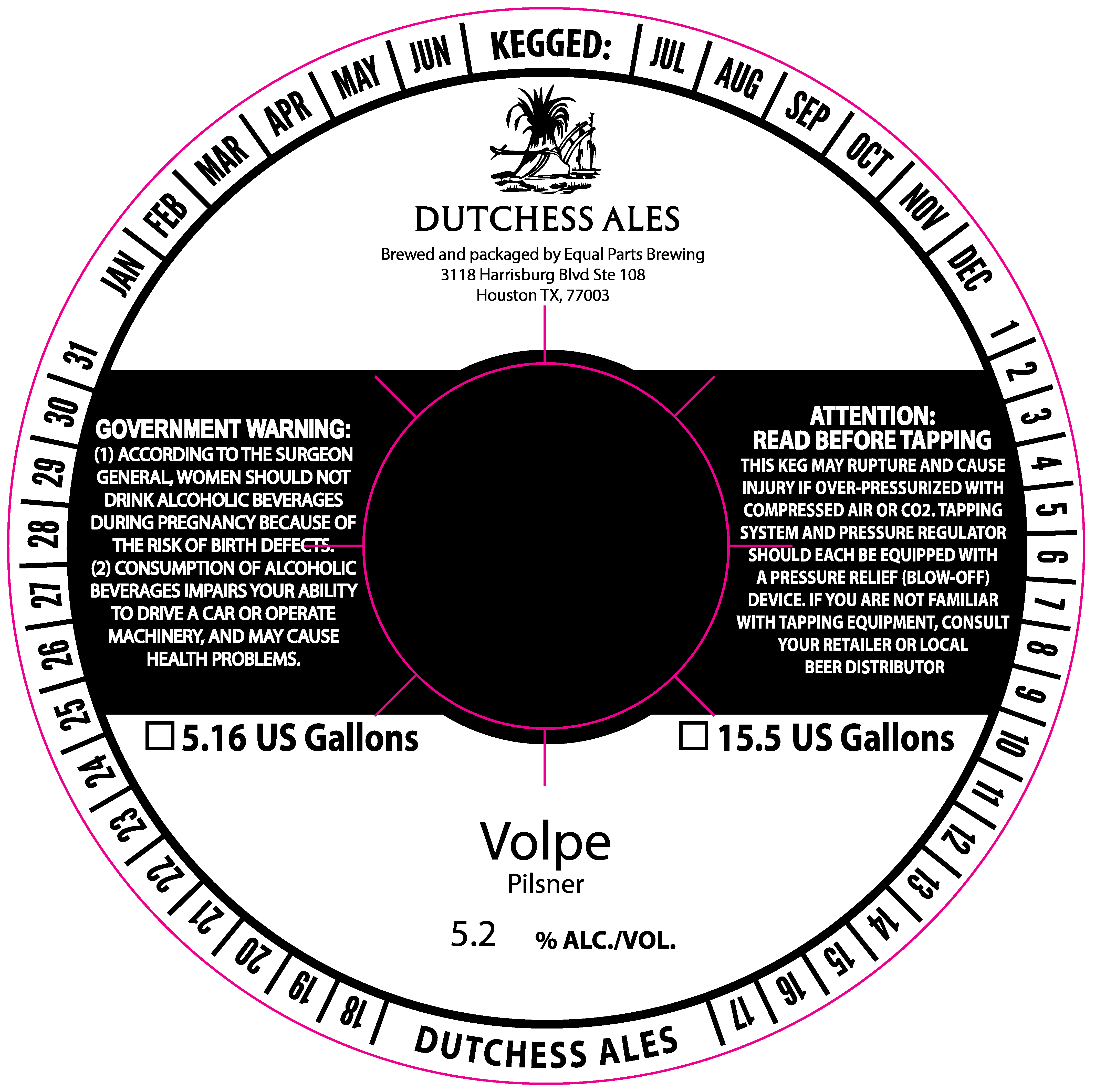 TABC label artwork for Dutchess Ales Volpe