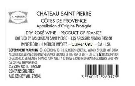 TABC label artwork for CHATEAU SAINT PIERRE EDEN ROSE COTE DE PROVENCE