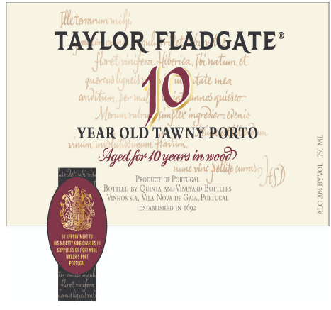 TABC label artwork for Taylor Fladgate 10 Year Aged Tawny Porto