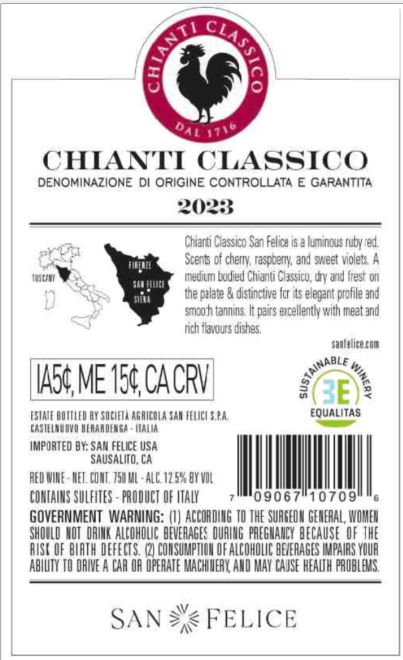 TABC label artwork for San Felice Chianti Classico